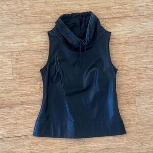 Rare vintage BCBG Maxazria black leather cowl neck sleeveless top